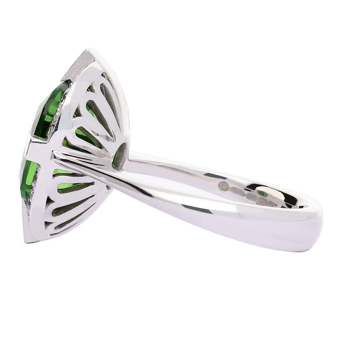 18ct White gold oval green tourmaline and diamond ring Ring Rock Lobster