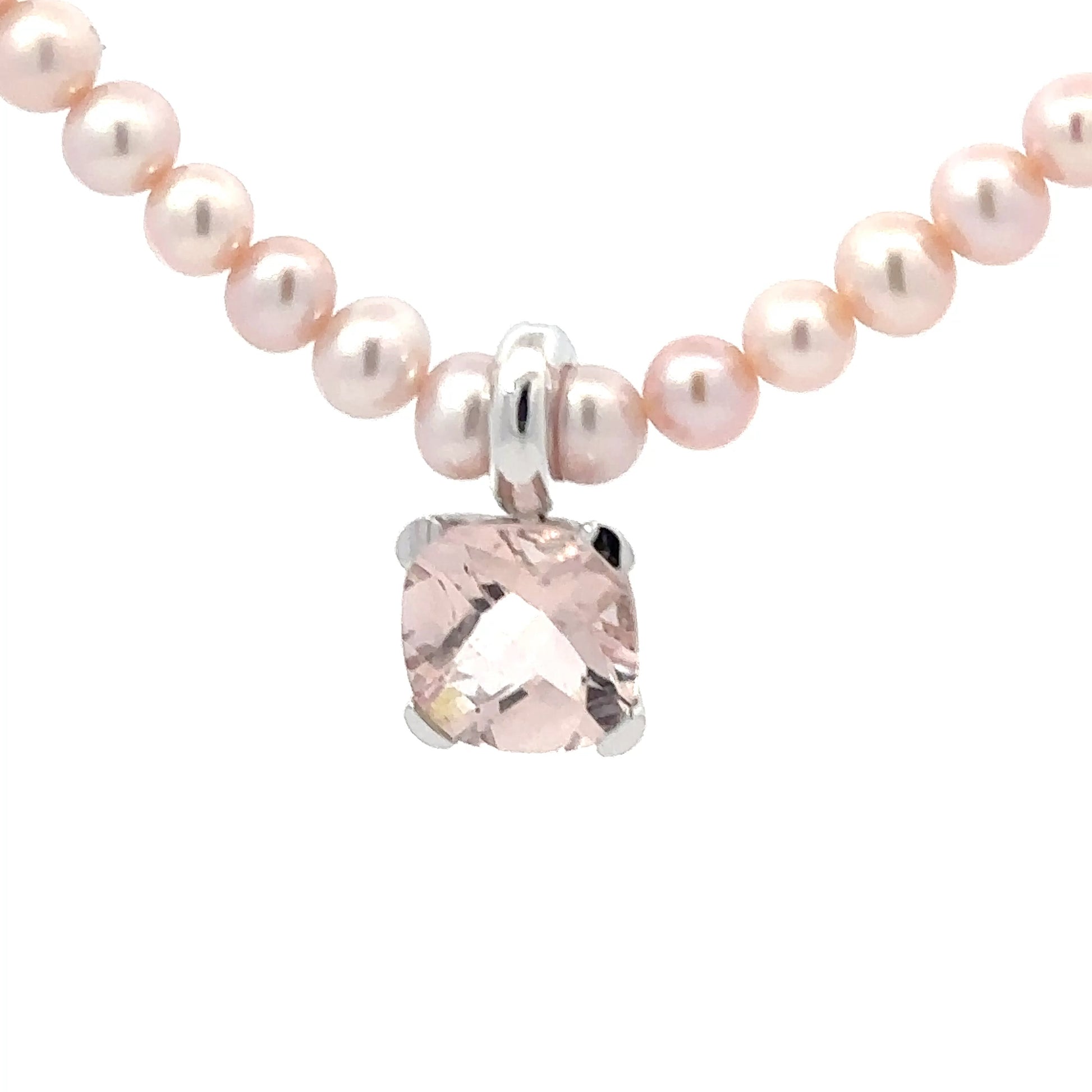 Buchwald 18ct white gold pink morganite pearl necklace Neckwear Buchwald   