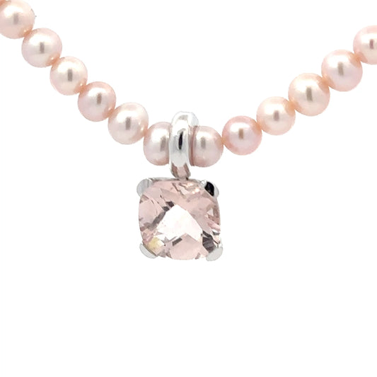 Buchwald 18ct white gold pink morganite pearl necklace Neckwear Buchwald   