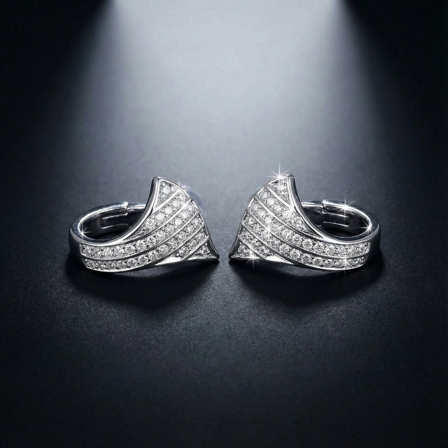 14ct White gold 0.44ct diamond set shaped hoop earrings Earrings Breuning