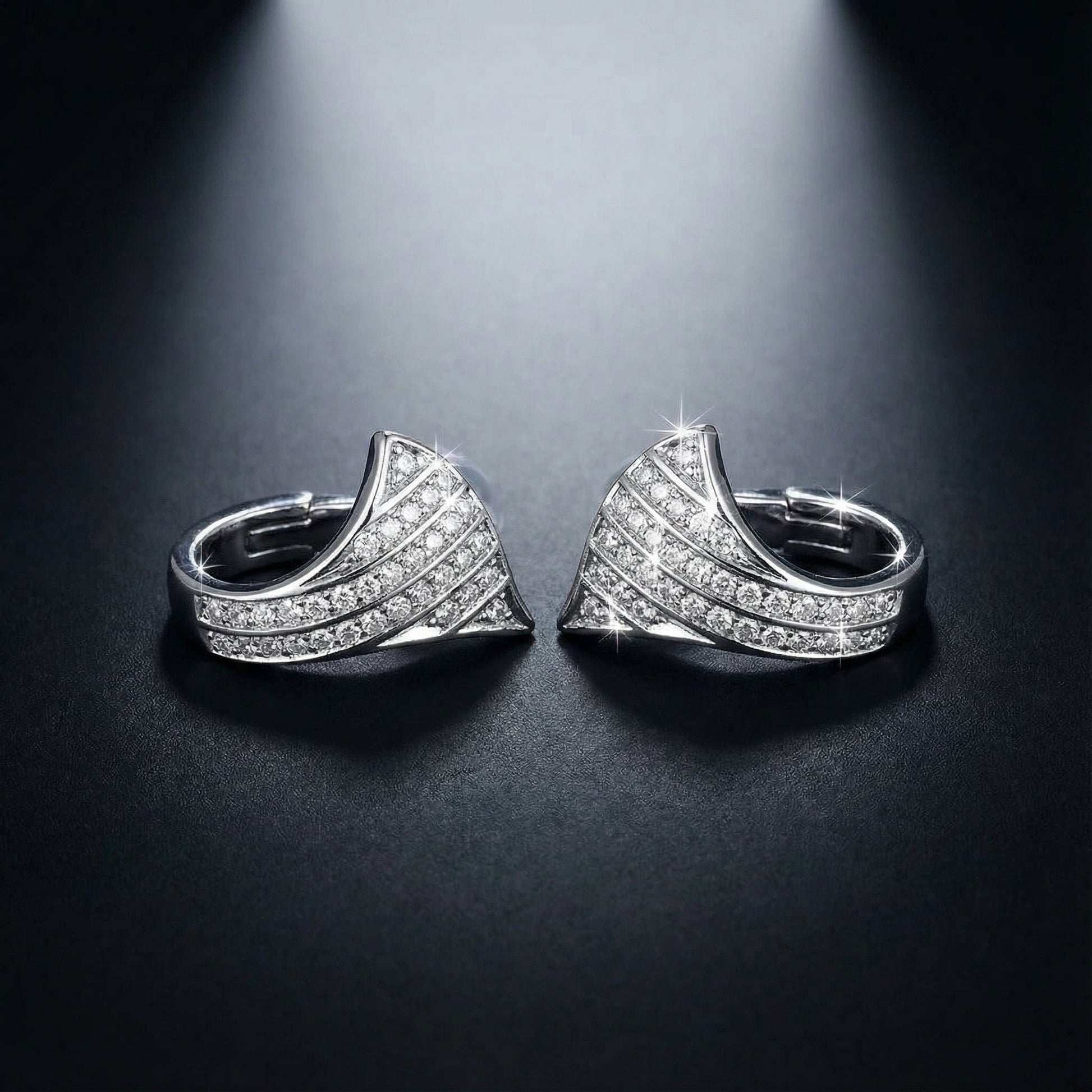 14ct White gold 0.44ct diamond set shaped hoop earrings Earrings Breuning