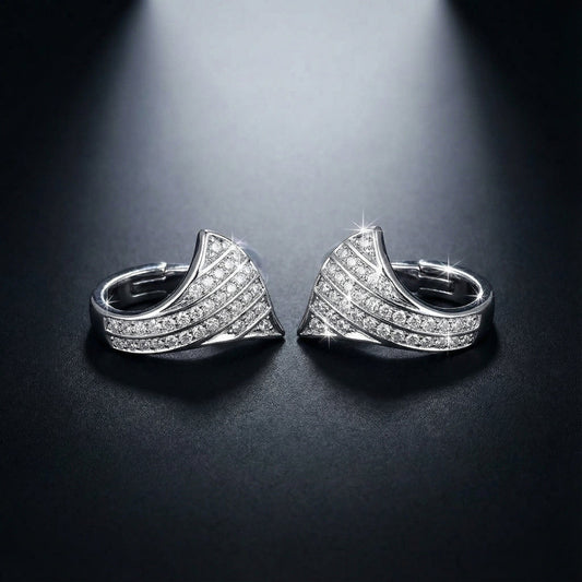 14ct White gold 0.44ct diamond set shaped hoop earrings Earrings Breuning