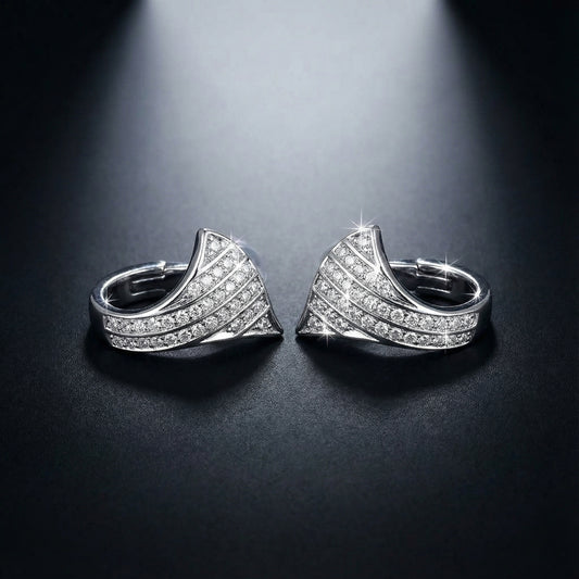 14ct White gold 0.44ct diamond set shaped hoop earrings