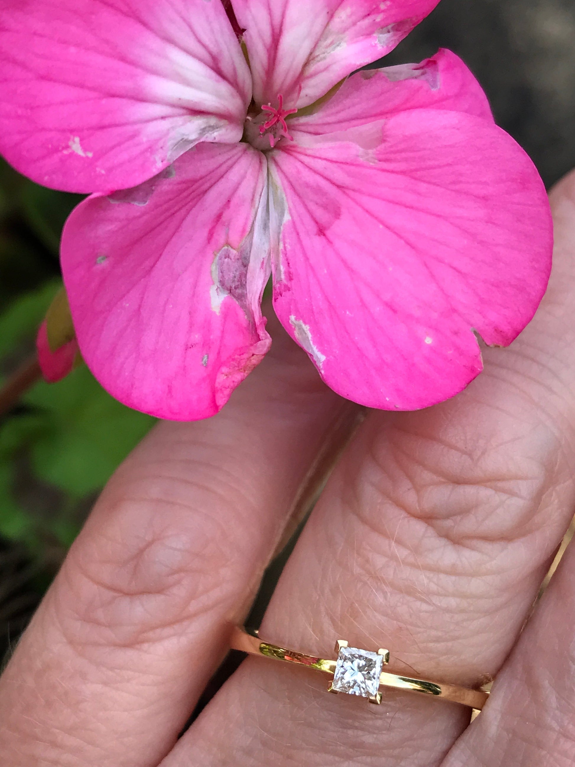 18ct Gold princess cut 0.15ct natural diamond ring size M Ring Rock Lobster