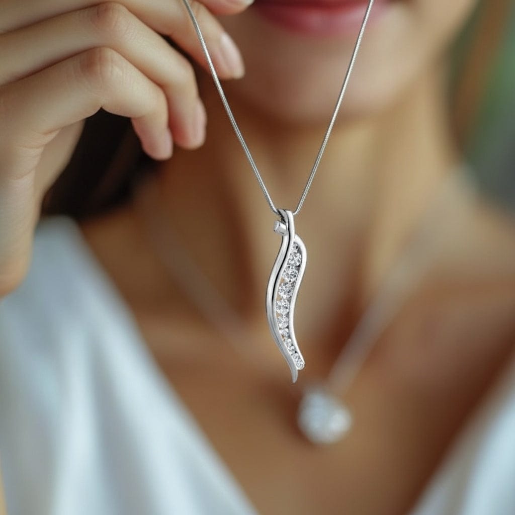 18ct White Gold 0.96ct Diamond cascade pendant Pendant Wharton