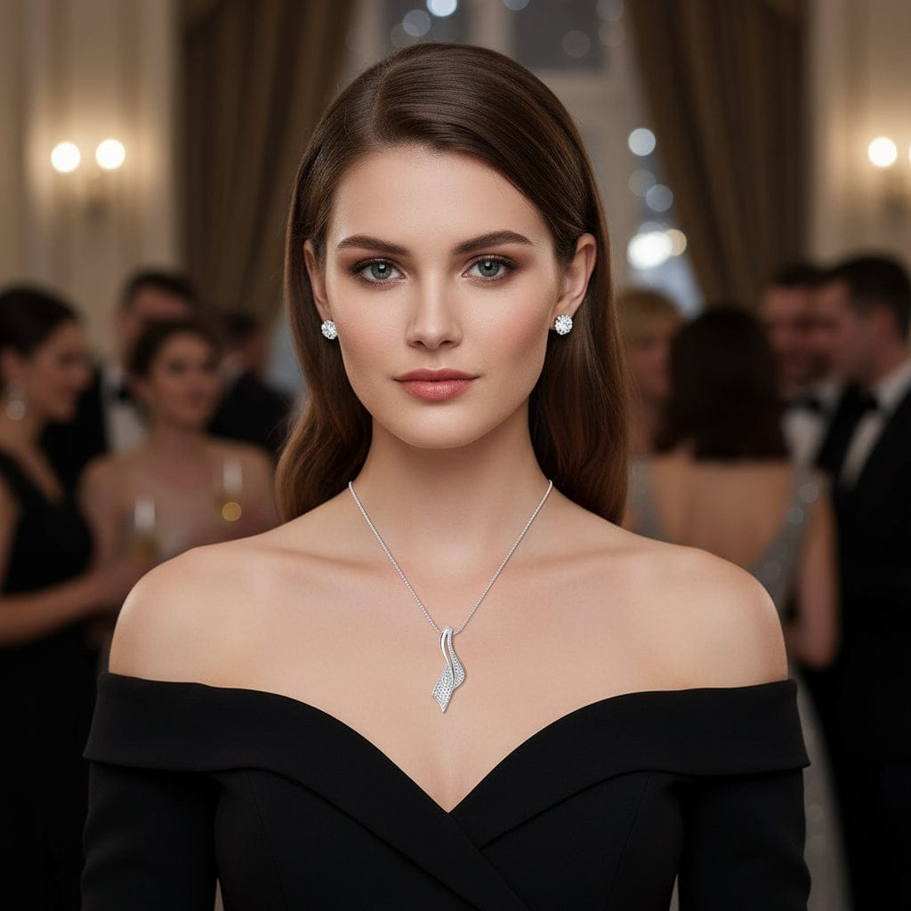 18ct White Gold 1.00ct diamond covered ribbon pendant Pendant Breuning