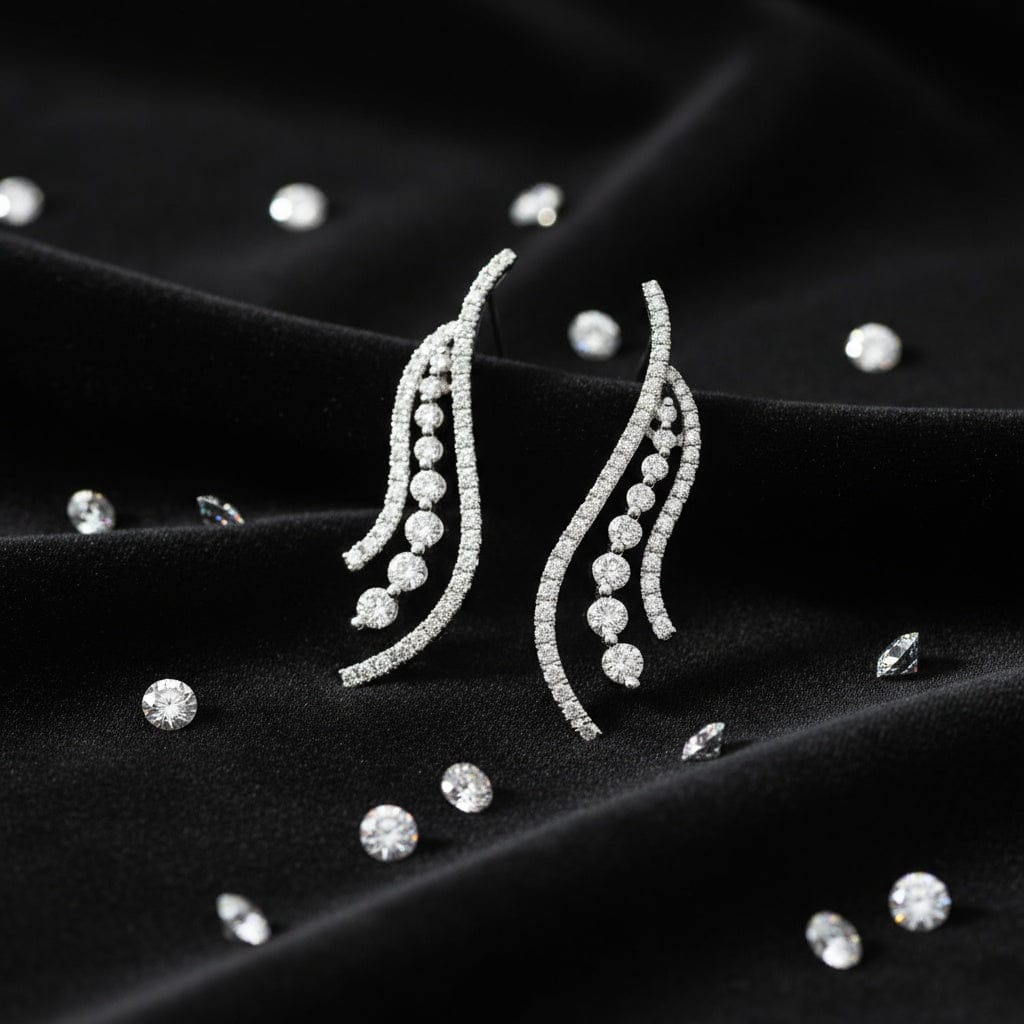 18ct white gold 1.46 ct diamond cascade drop earrings Earrings Not specified