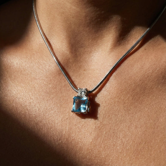 18ct white gold and aquamarine and diamond pendant Pendant Wharton