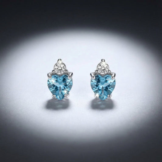 18ct white gold aquamarine and diamond stud earrings Earrings Christopher Wharton