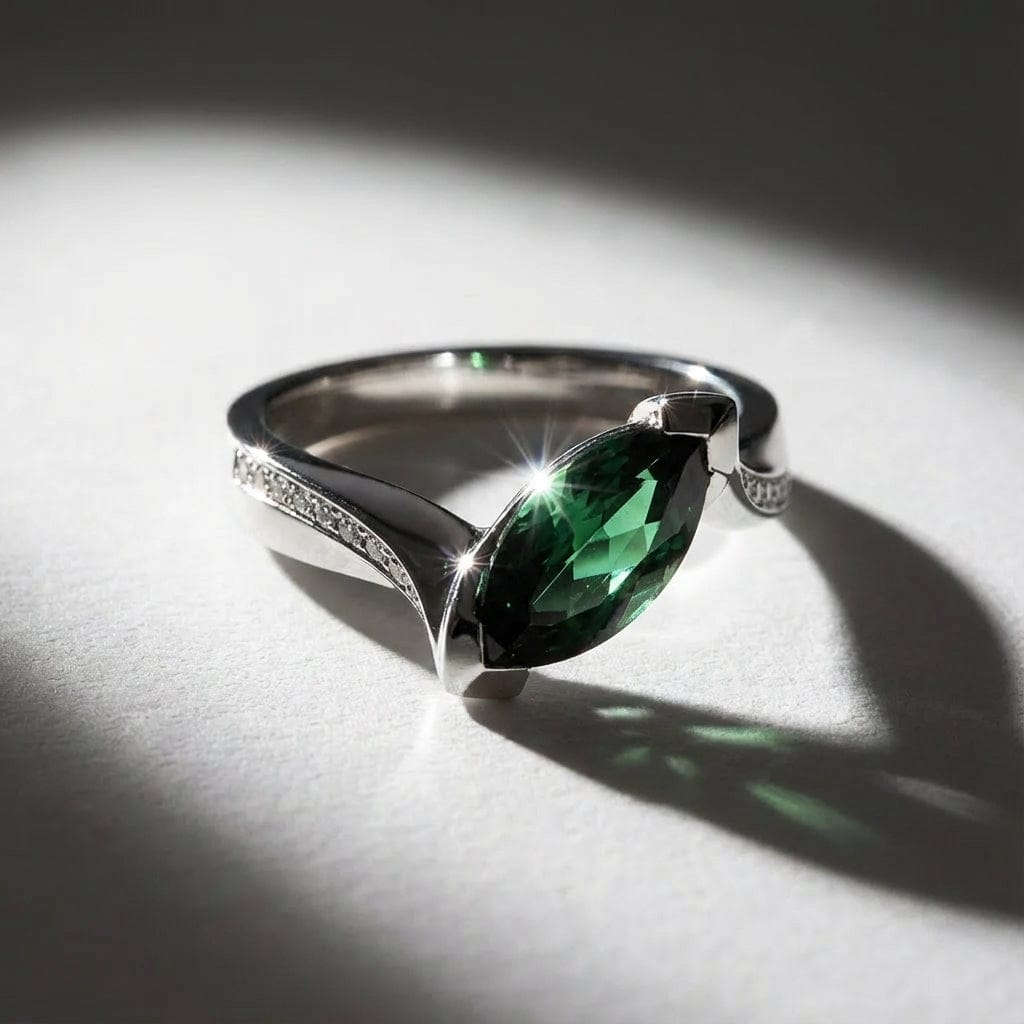 18ct white gold green tourmaline and diamond ring Ring Hans Rivoir