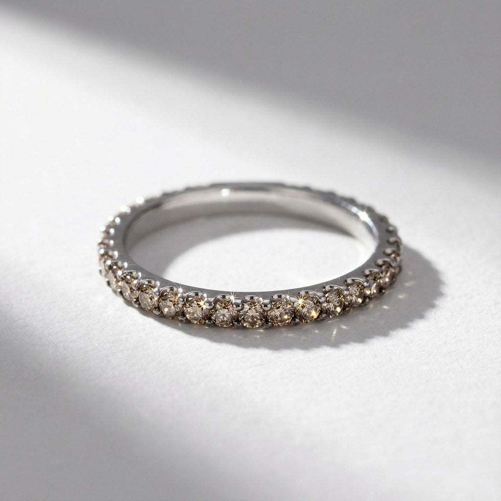 18ct white gold natural brown diamond full eternity ring
