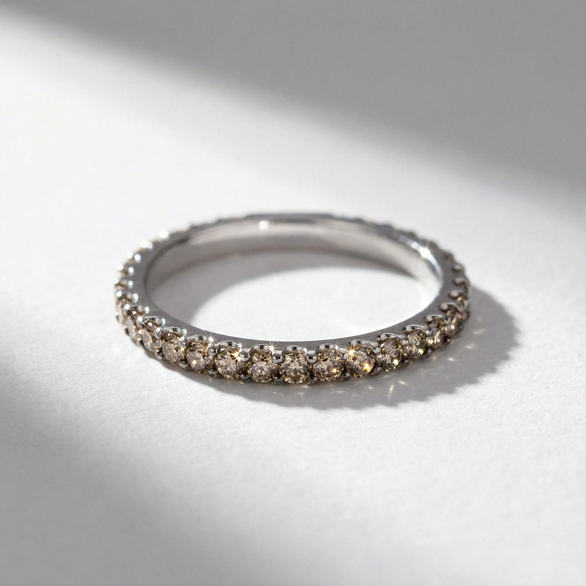 18ct white gold natural brown diamond full eternity ring Ring Buchwald