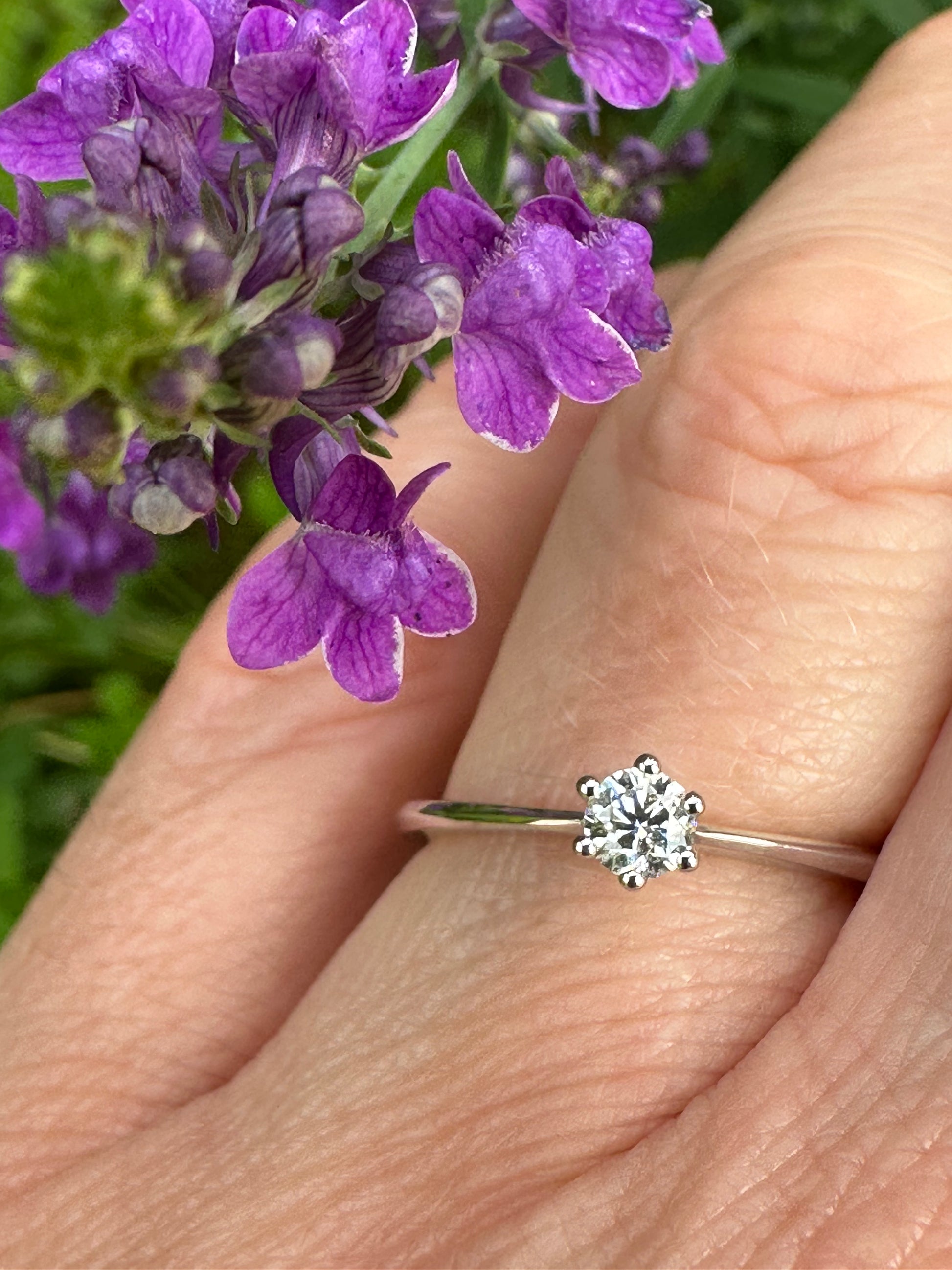 18ct white gold natural Diamond 0.20ct 6 claw ring Ring Not specified