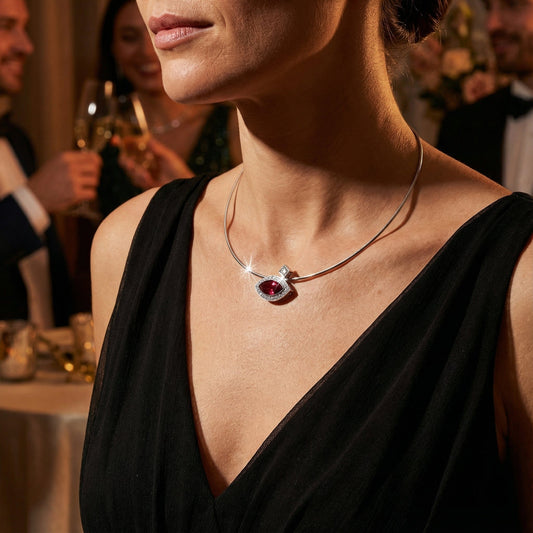 Pendant 18ct white gold pink tourmaline diamond necklace