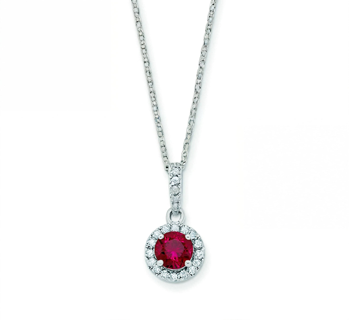 18ct white gold ruby and diamond halo pendant Pendant Rock Lobster