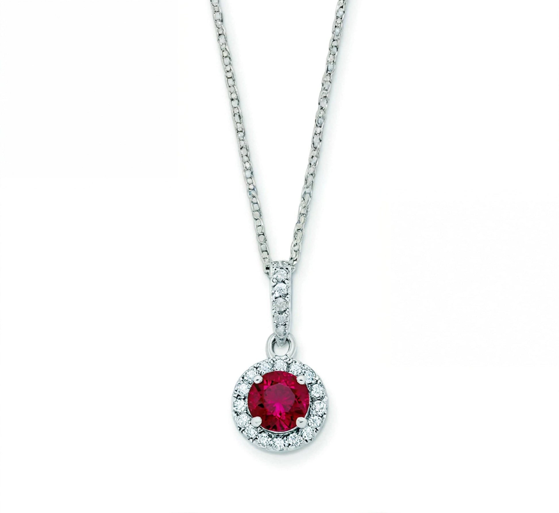 18ct white gold ruby and diamond halo pendant Pendant Rock Lobster