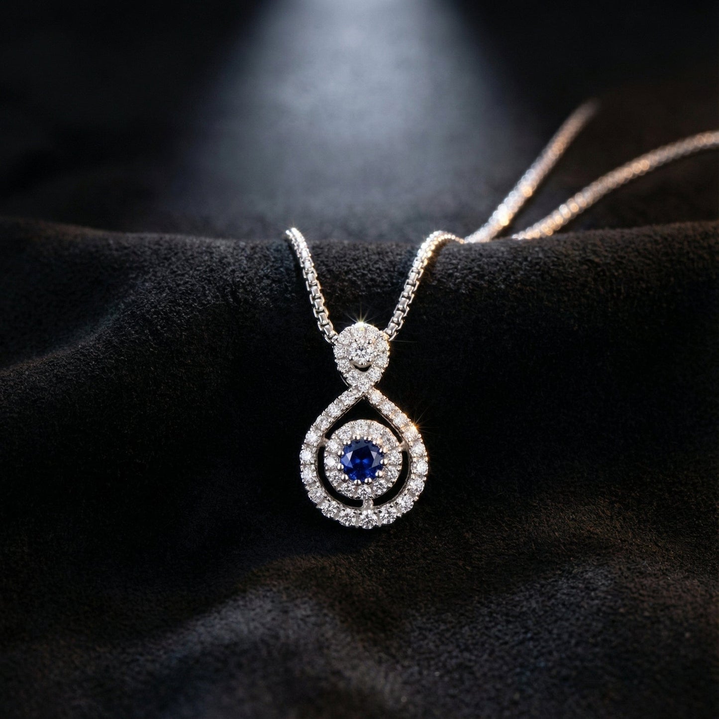 18ct white gold sapphire and diamond halo style necklace Pendant Rock Lobster