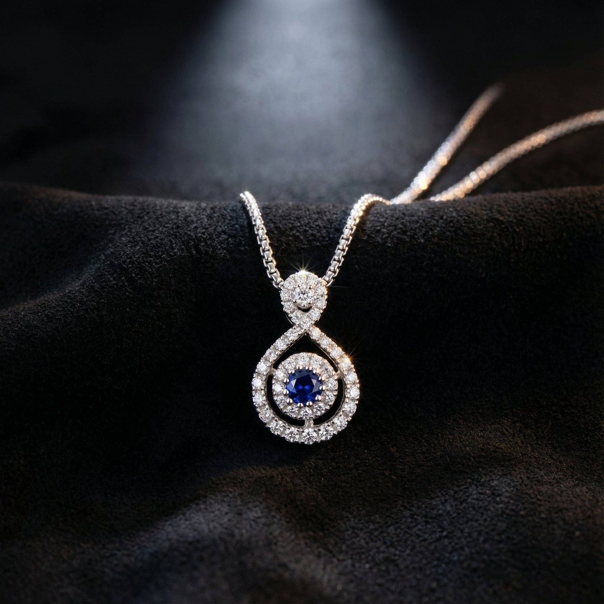 18ct white gold sapphire and diamond halo style necklace Pendant Rock Lobster