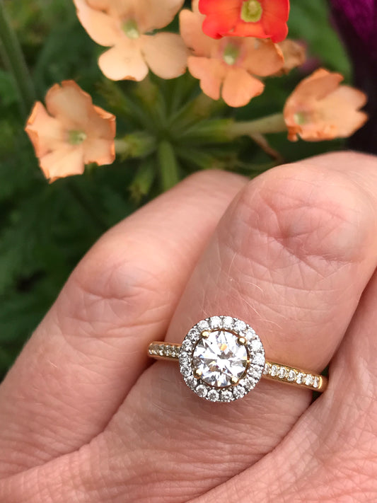 18ct yellow gold 0.54ct natural diamond halo ring Ring Rock Lobster