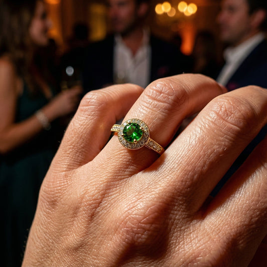 18ct yellow gold green tourmaline and diamond cluster ring Ring Rock Lobster