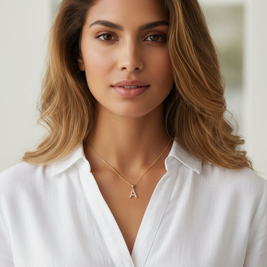 9ct yellow gold diamond initial pendants A-Z Pendants Stubbs