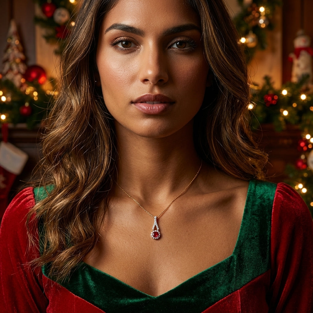 18ct yellow gold ruby and diamond necklace