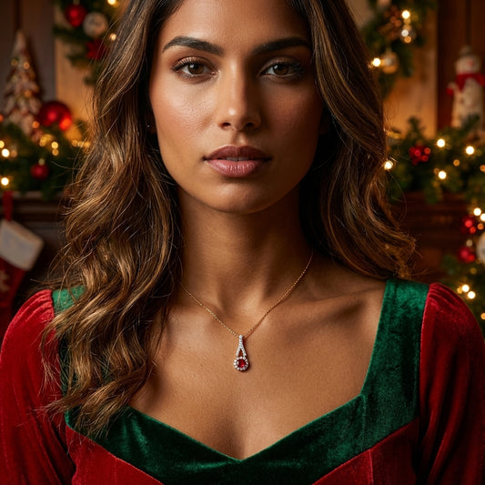 18ct yellow gold ruby and diamond necklace