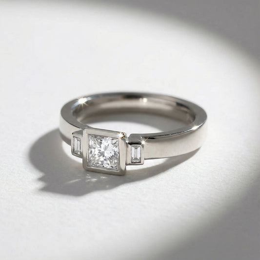 18ct white gold 0.60ct natural diamond trilogy ring - Rock Lobster Jewellery