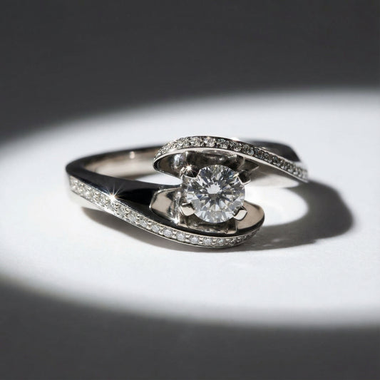 18ct white gold 0.64ct natural diamond cradle ring - Rock Lobster Jewellery