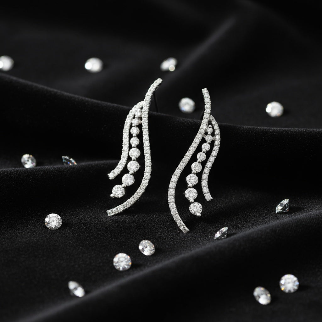 18ct white gold 1.46 ct diamond cascade drop earrings Earrings Not specified