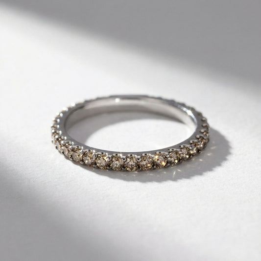 18ct white gold natural brown diamond full eternity ring - Rock Lobster Jewellery