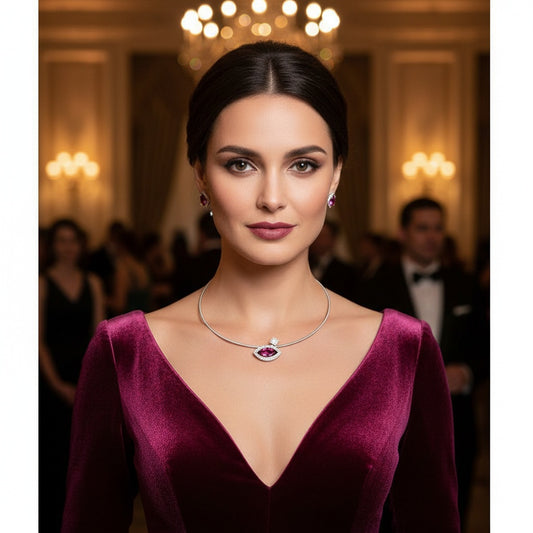 18ct white gold pink tourmaline diamond necklace Pendant Hans Rivoir