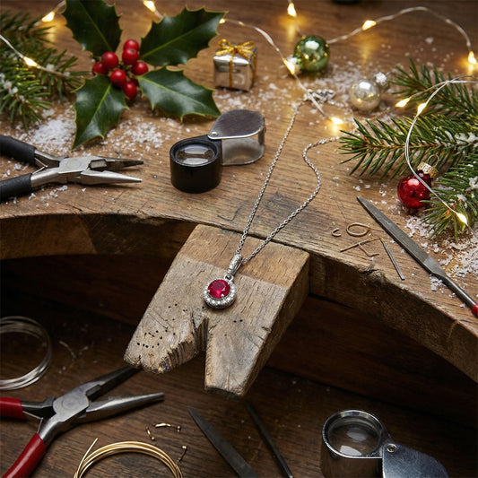 18ct white gold ruby and diamond halo pendant