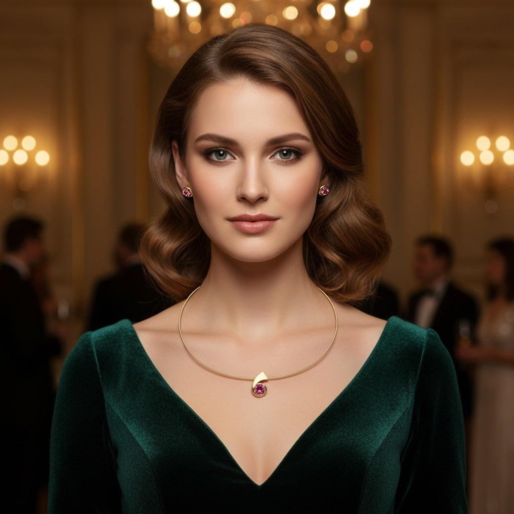 18ct yellow gold rubelite necklace Pendant Cede