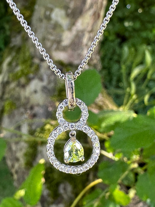 18ct white gold necklace set with a 0.31ct natural lime pear shape certified diamond Pendant Rock Lobster   