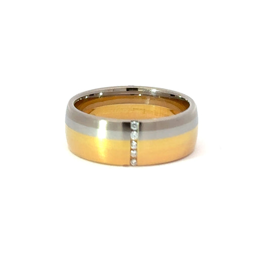 18ct rainbow coloured Gold & Platinum Diamond band Ring Not specified   
