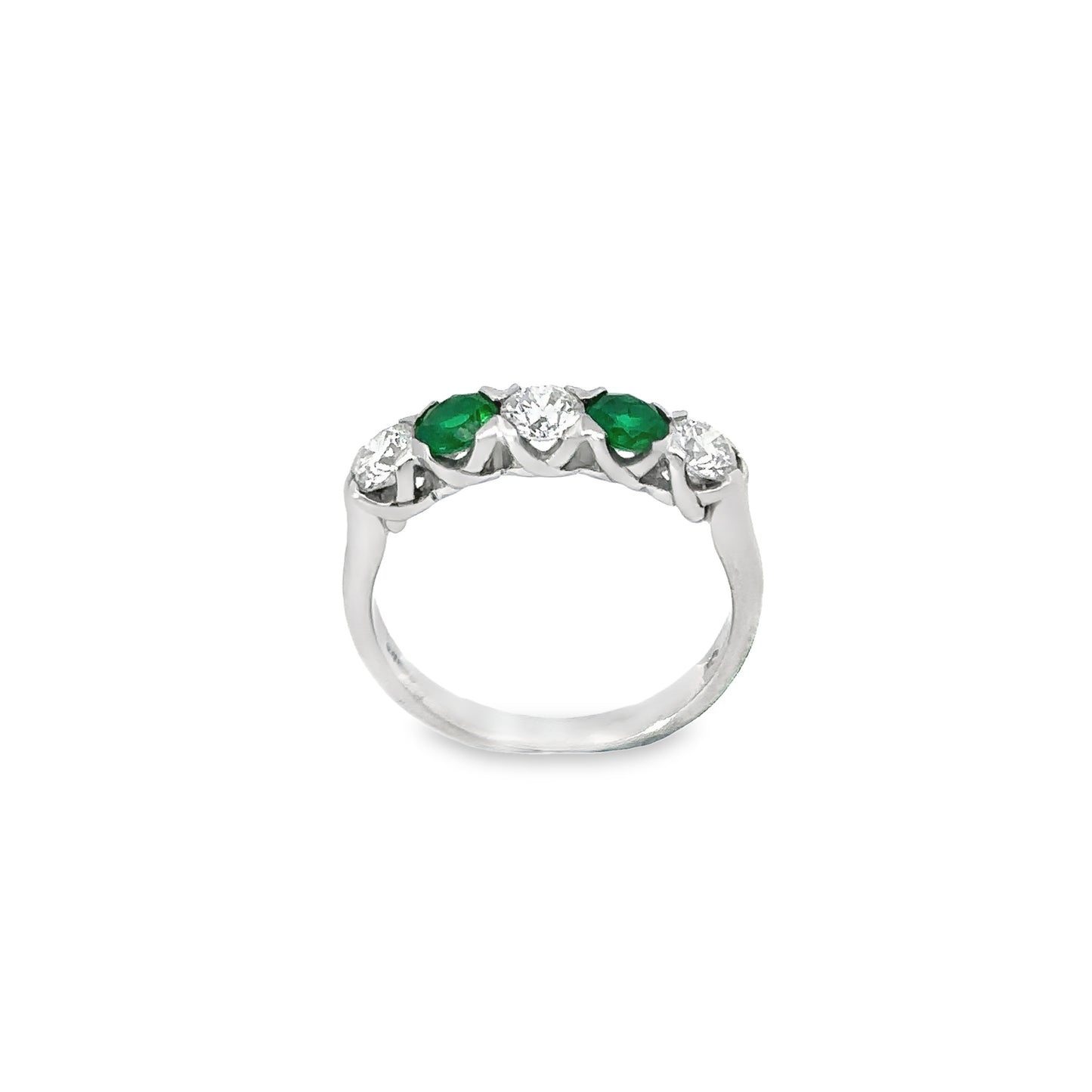 Platinum 5 stone 0.69ct diamond & emerald ring Ring Christopher Wharton
