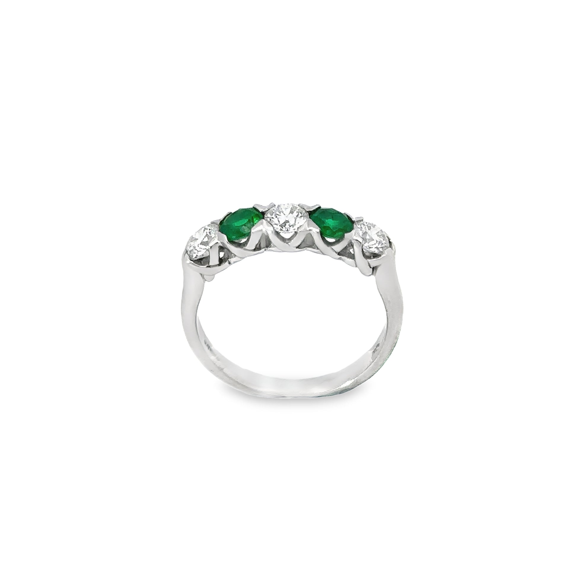 Platinum 5 stone 0.69ct diamond & emerald ring Ring Christopher Wharton