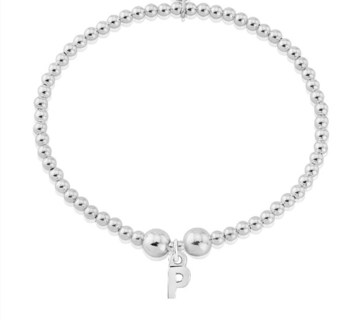 Silver letter P charm bracelet