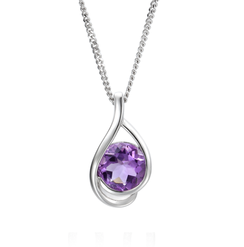 Silver Amethyst Swirl pendant Pendant Amore   