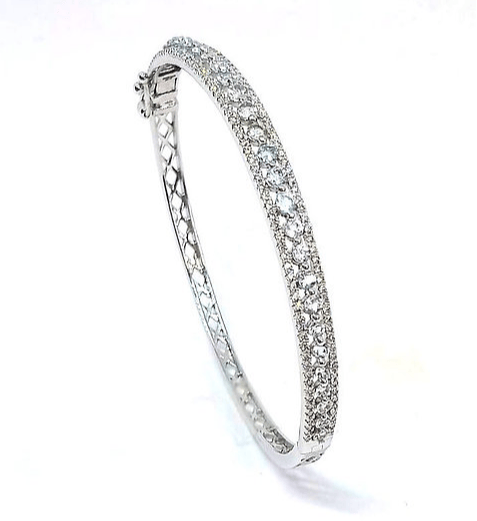 9ct White gold Diamond and Aquamarine Bangle Bangles NB Diamonds