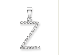 Necklace 9ct white gold diamond initial pendants A-Z