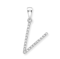 9ct white gold diamond initial pendants A-Z Necklace Stubbs V