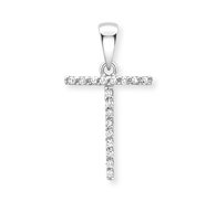 9ct white gold diamond initial pendants A-Z Necklace Stubbs T
