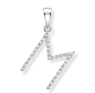 9ct white gold diamond initial pendants A-Z Necklace Stubbs M
