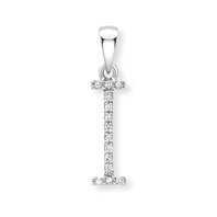 9ct white gold diamond initial pendants A-Z Necklace Stubbs I