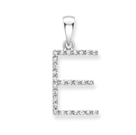 9ct white gold diamond initial pendants A-Z Necklace Stubbs E