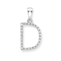 9ct white gold diamond initial pendants A-Z Necklace Stubbs D