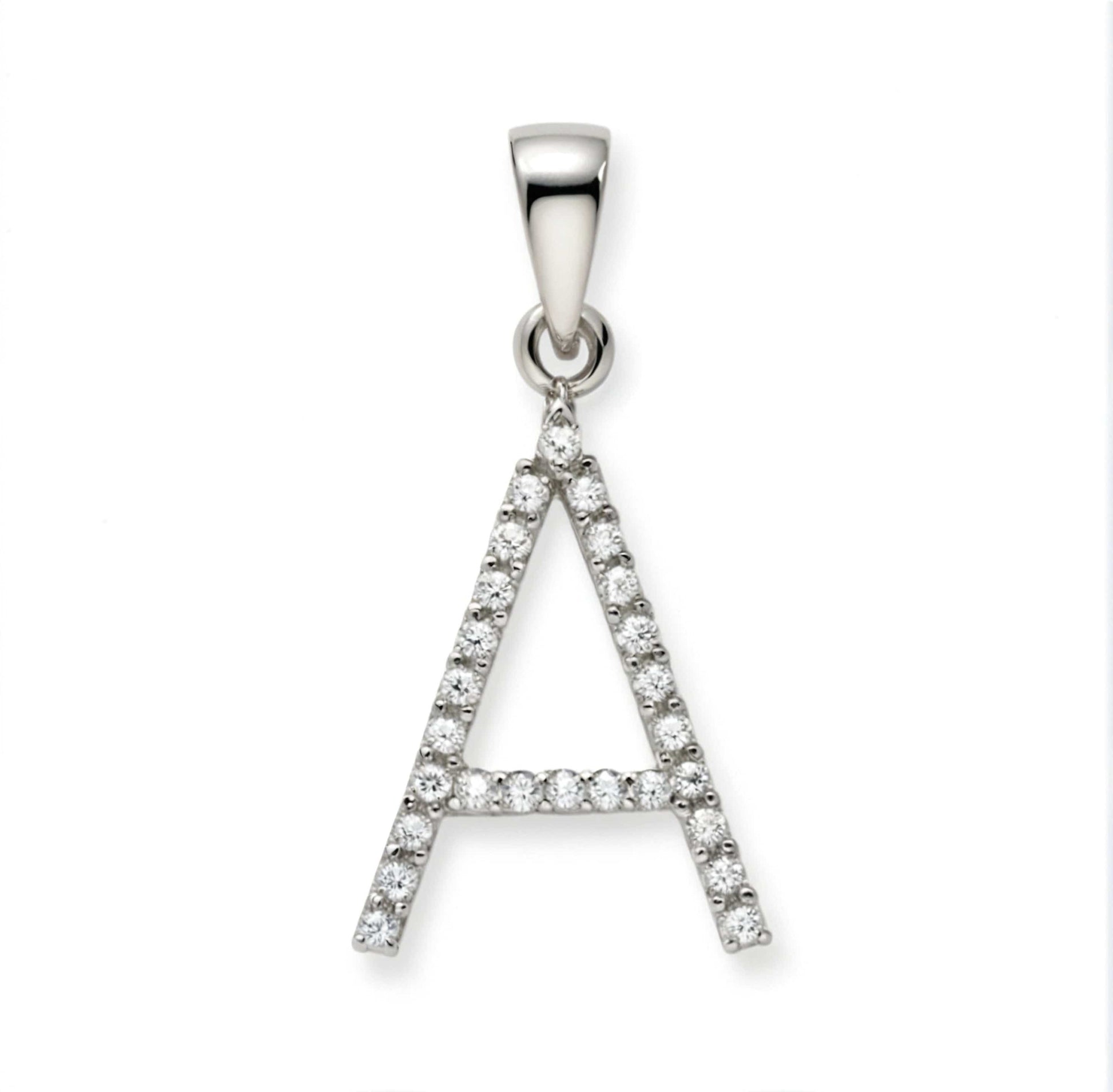9ct white gold diamond initial pendants A-Z Necklace Stubbs A