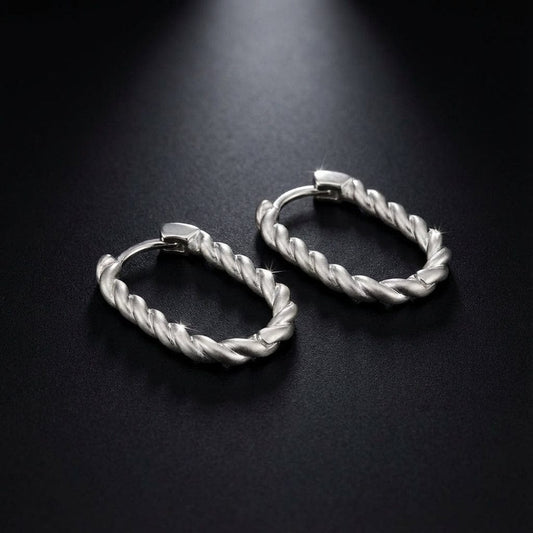 9ct White Gold Twisted Huggie Earrings Earrings Stubbs